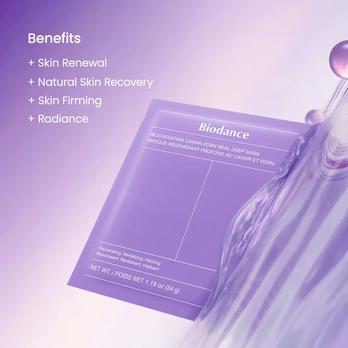 Biodance Rejuvenating Caviar PDRN Real Deep Mask hidrogēla sejas maska