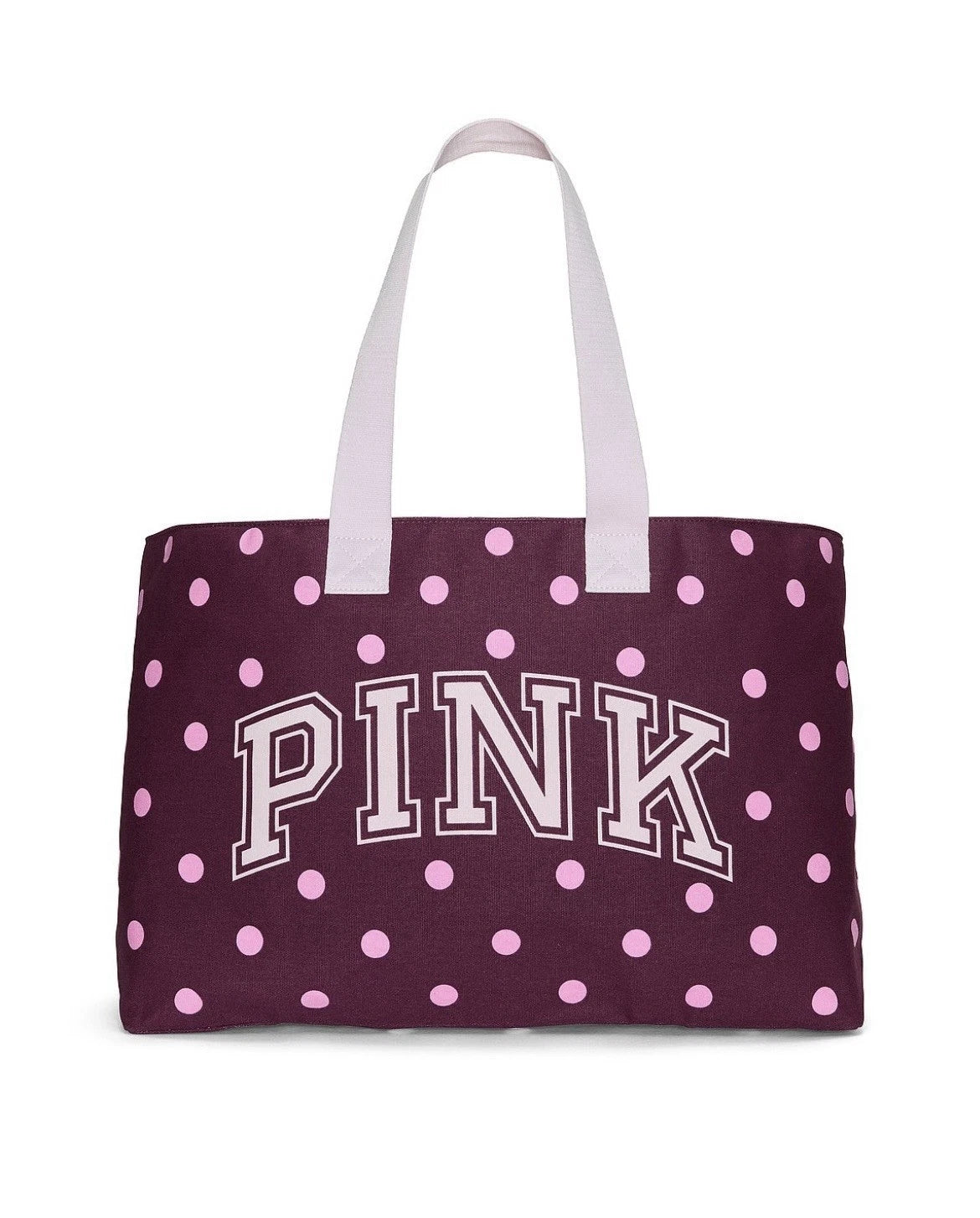 Victoria’s Secret PINK Canvas Polka Dot Tote Bag & Wristlet Pouch Set