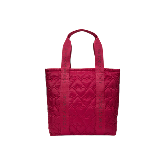 Cherry red hearts puffy tote soma